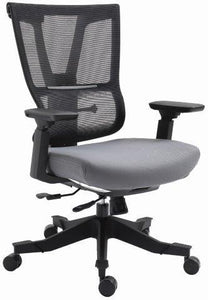 EM5325-BLK NEW MOOV Series with Black Frame and with Back Angle Movement with 4D Arms Lumbar Support with Mesh Back and Black Fabric Molded Seat