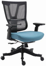 Load image into Gallery viewer, EM5325-BLK NEW MOOV Series with Black Frame and with Back Angle Movement with 4D Arms Lumbar Support with Mesh Back and Black Fabric Molded Seat