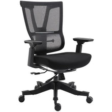 Load image into Gallery viewer, EM5325-BLK NEW MOOV Series with Black Frame and with Back Angle Movement with 4D Arms Lumbar Support with Mesh Back and Black Fabric Molded Seat