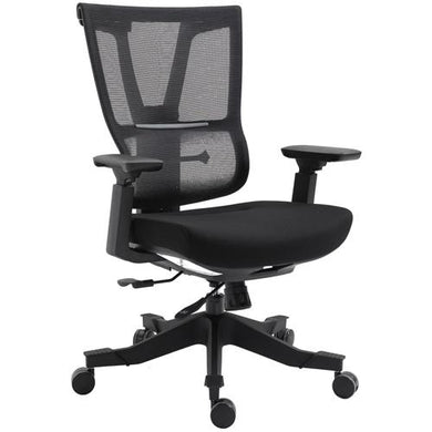EM5325-BLK NEW MOOV Series with Black Frame and with Back Angle Movement with 4D Arms Lumbar Support with Mesh Back and Black Fabric Molded Seat