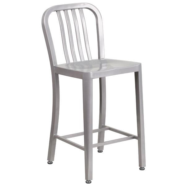 CI-725-BS Cafe/Breakroom Silver Metal Indoor-Outdoor Bar Stool